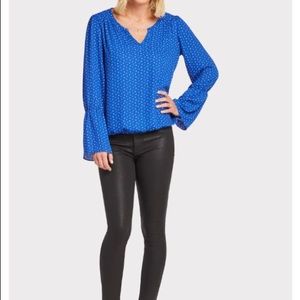 EVEREVE ALLISON JOY Blue Blouse Top X Small EUC